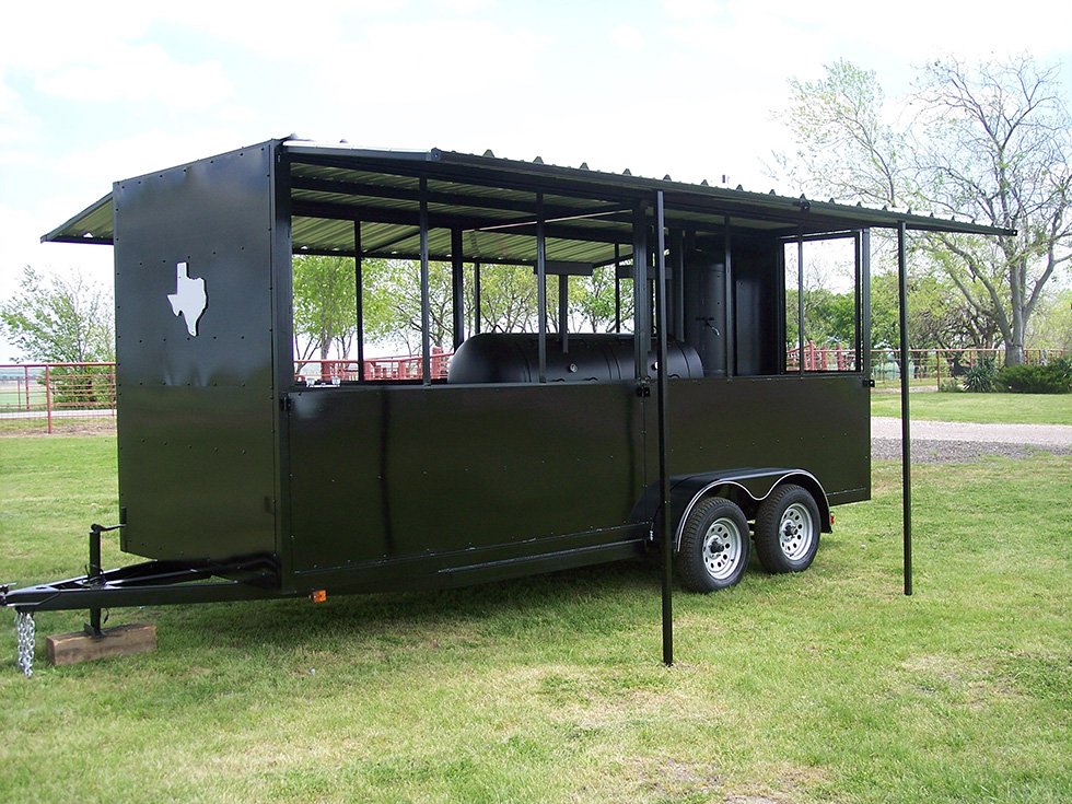 18 Ft. Enclosed Trailer — custom reverse-flow smoker by Southwest Gallon